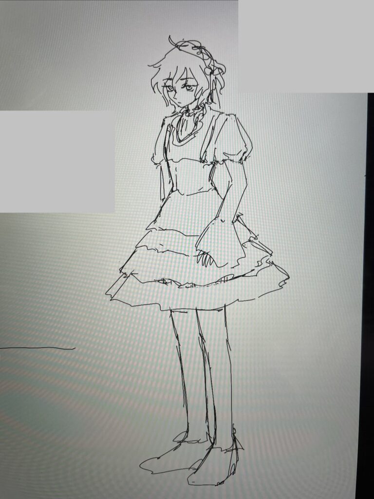 ロリータを着た15歳くらいの潜のイラスト